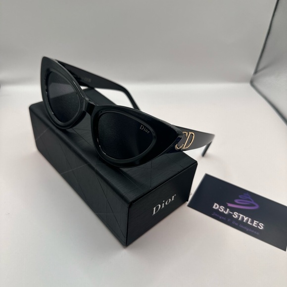 Dior Black and Gold Cat-Eye Sunglasses - Picture 1 of 1